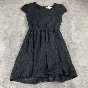 Coincidence & Chance Black Lace Cap Sleeve A-line Mini Dress Womens XS